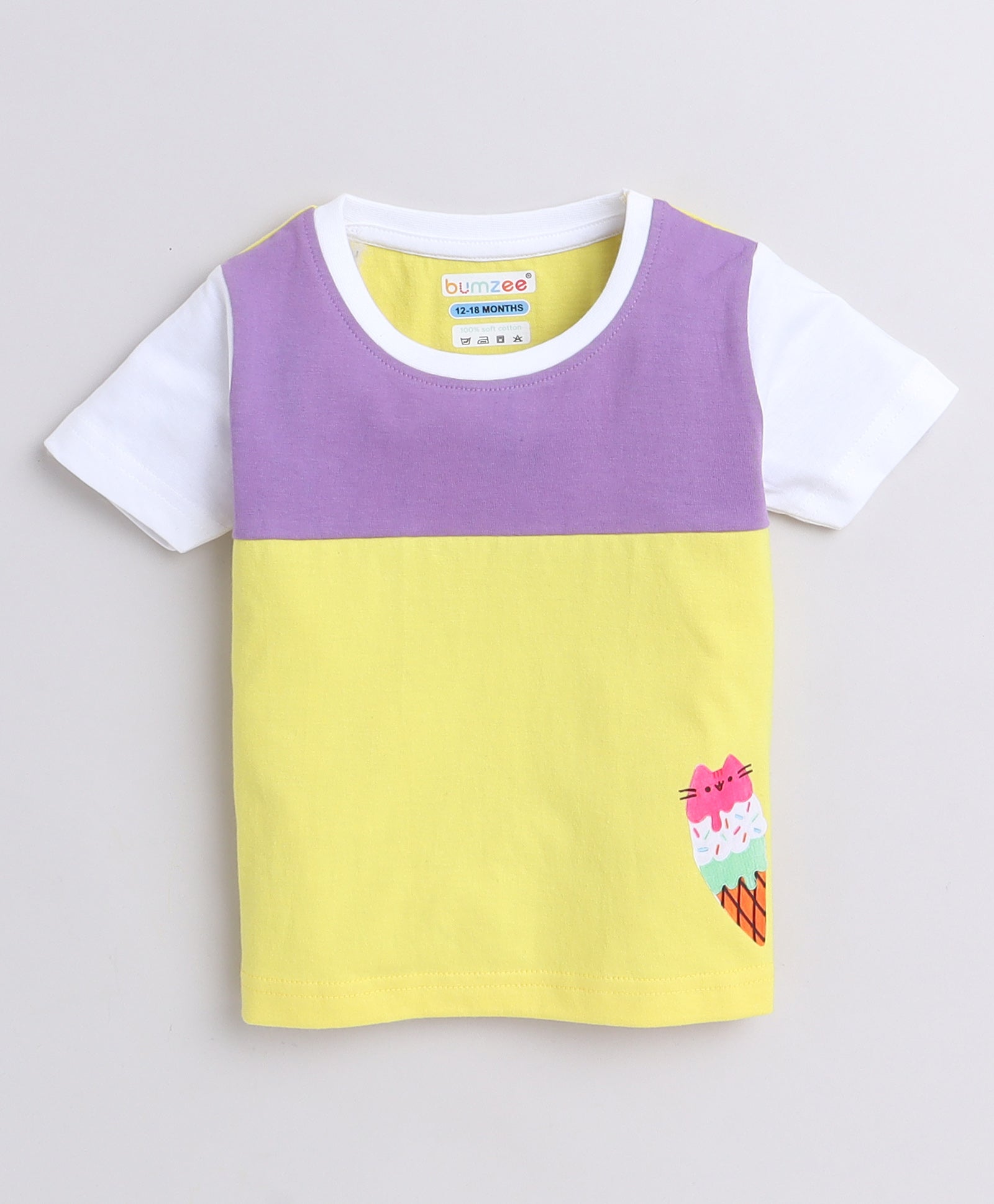 BUMZEE Mint & Yellow Girls Half Sleeves T-Shirts Pack Of 2