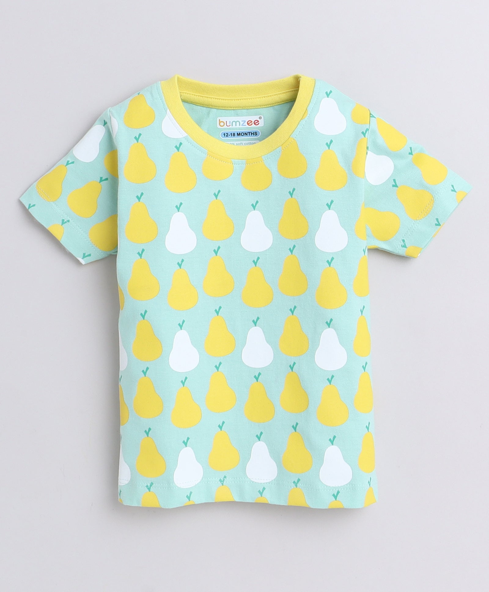 BUMZEE Mint & Yellow Girls Half Sleeves T-Shirts Pack Of 2