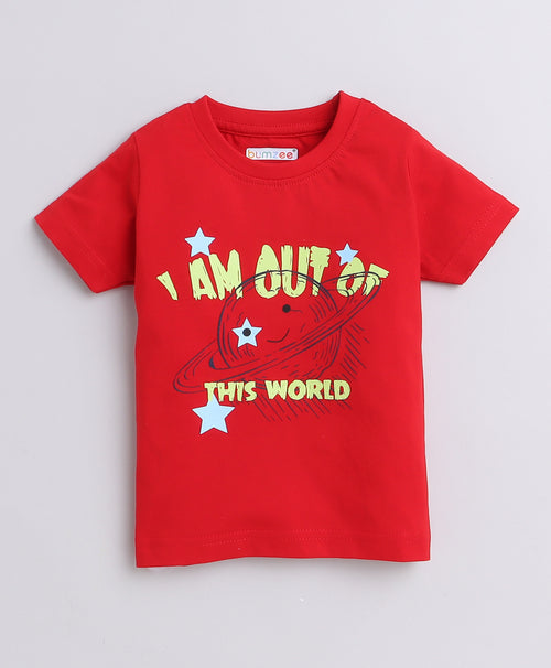 BUMZEE Blue & Red Boys Half Sleeves T-Shirts Pack Of 2