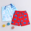 BUMZEE Blue & Red Boys Shorts Pack Of 2