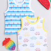 BUMZEE Blue & White Boys Sleeveless T-Shirts Pack Of 2