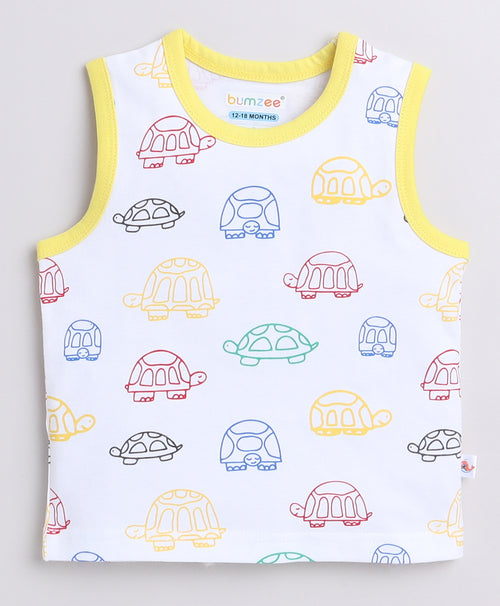 BUMZEE Blue & White Boys Sleeveless T-Shirts Pack Of 2