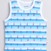 BUMZEE Blue & White Boys Sleeveless T-Shirts Pack Of 2