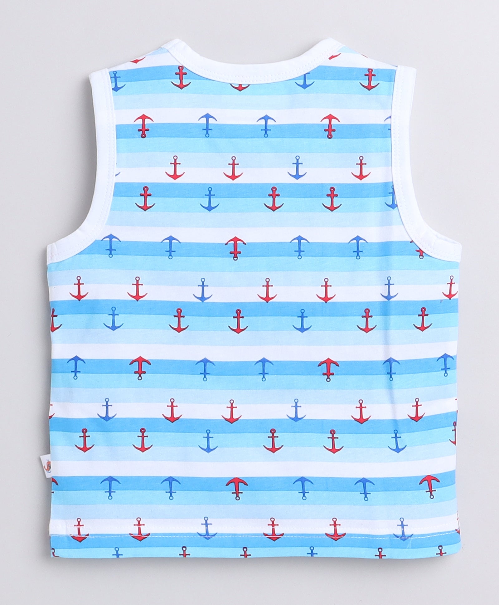 BUMZEE Blue & White Boys Sleeveless T-Shirts Pack Of 2