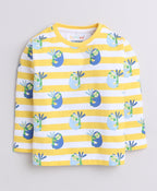 Bumzee Yellow Animal Print T-Shirt & Pyjama Set, Full Sleeves, 100% Cotton