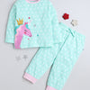 Girls 100% Cotton NA T-Shirt & Pyjama Set - Mint Green