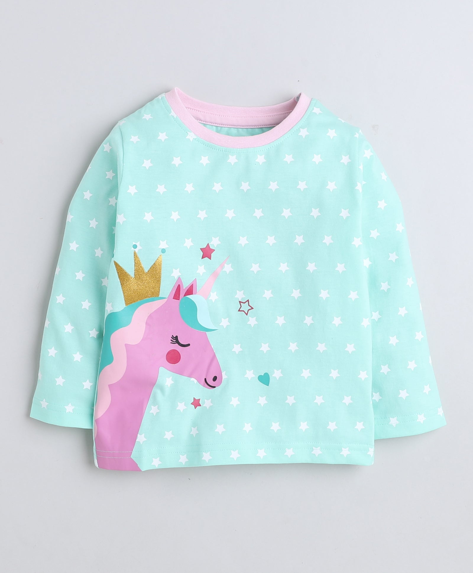 Girls 100% Cotton NA T-Shirt & Pyjama Set - Mint Green