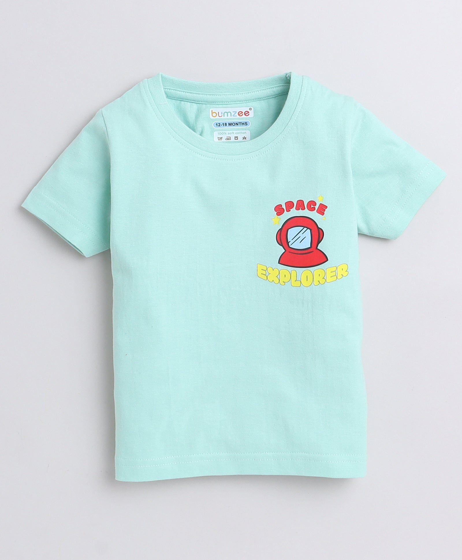 Boys 100% Cotton NA T-Shirt & Pyjama Set - Mint & Yellow