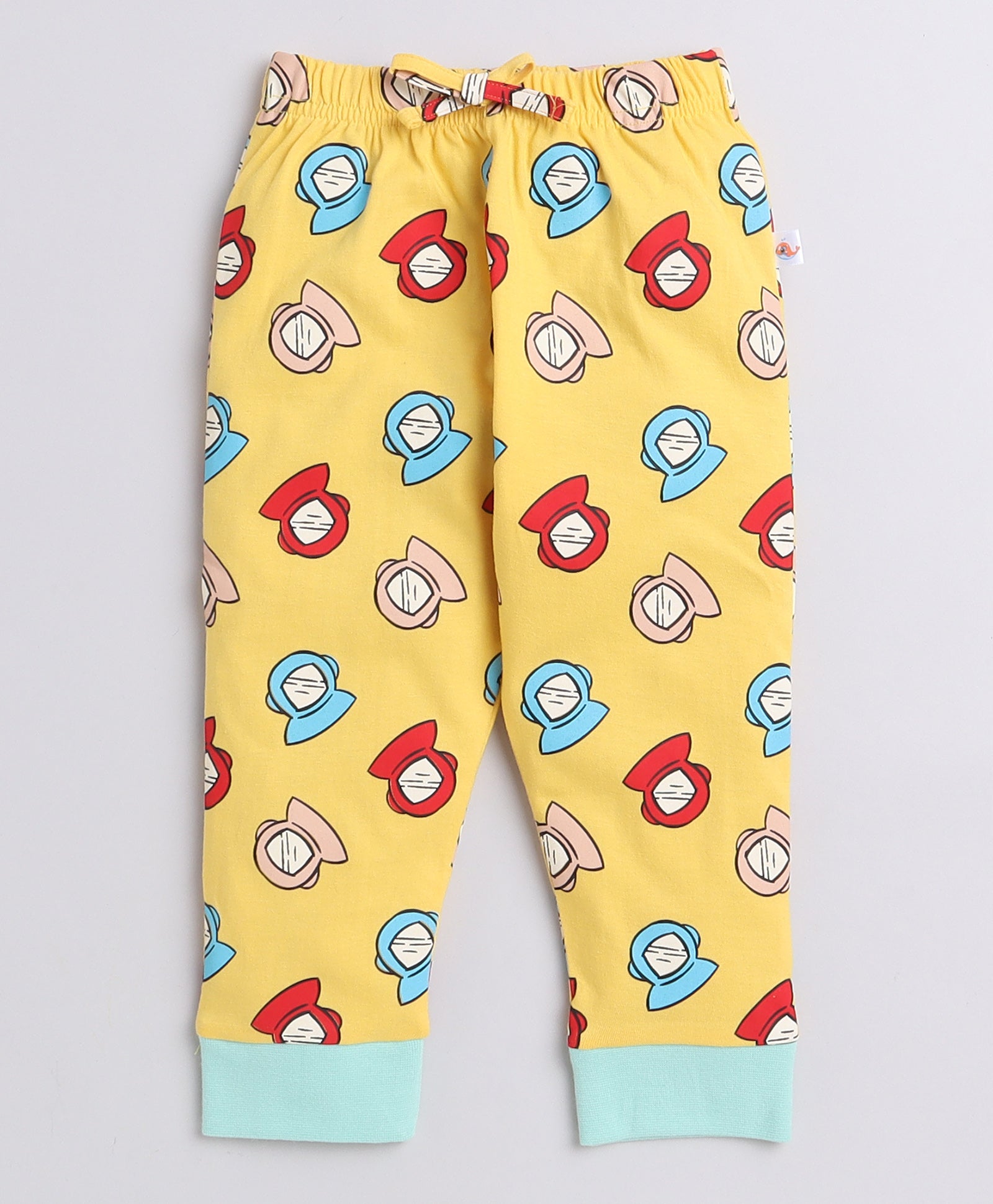 Boys 100% Cotton NA T-Shirt & Pyjama Set - Mint & Yellow