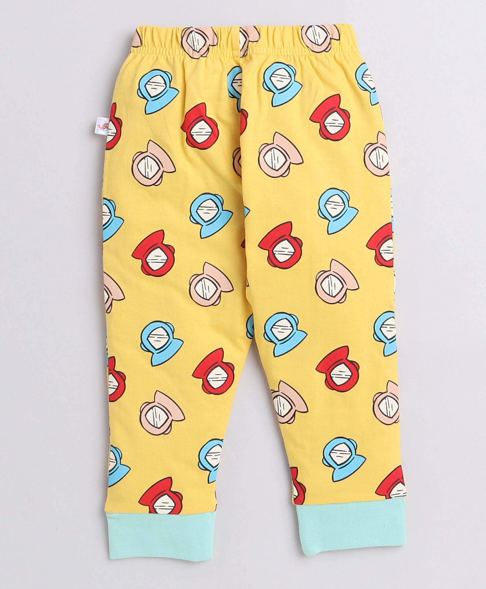 Boys 100% Cotton NA T-Shirt & Pyjama Set - Mint & Yellow