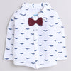 BUMZEE Maroon & White Boys Full Sleeves Shirt Waistcoat & Short Set With Applique Bow
