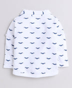 Bumzee Maroon & White Graphic Print Formal Set, Full Sleeves, 100% Cotton