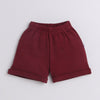 BUMZEE Maroon & White Boys Full Sleeves Shirt Waistcoat & Short Set With Applique Bow