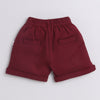 BUMZEE Maroon & White Boys Full Sleeves Shirt Waistcoat & Short Set With Applique Bow