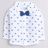 BUMZEE Navy & White Boys Full Sleeves Shirt Waistcoat & Short Set With Applique Bow