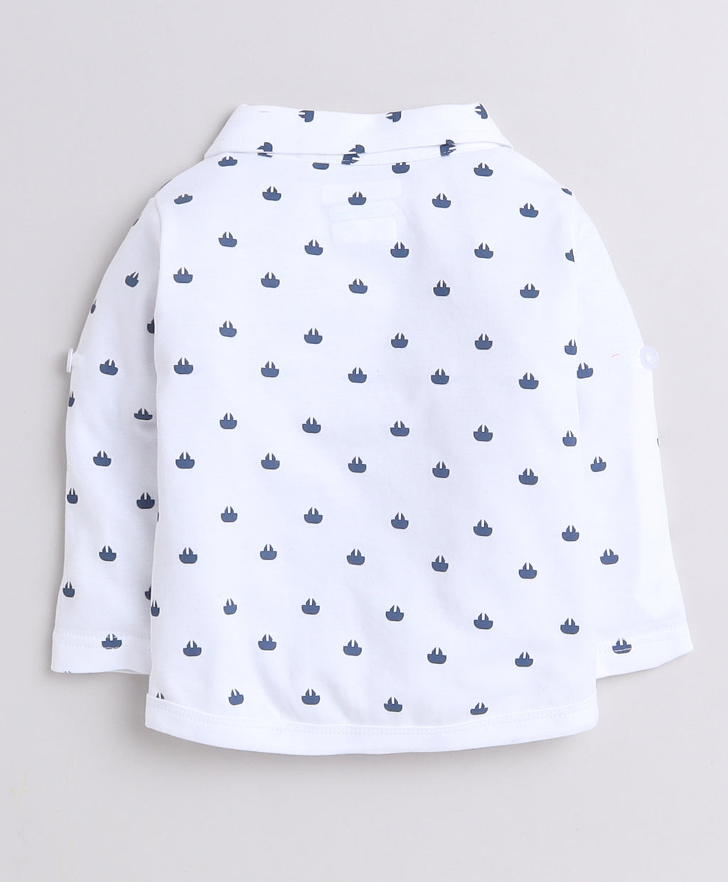 Bumzee Navy & White Graphic Print Formal Set, Full Sleeves, 100% Cotton, with Waistcoat (Style Peb9294)