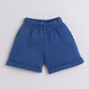 BUMZEE Navy & White Boys Full Sleeves Shirt Waistcoat & Short Set With Applique Bow