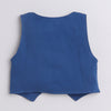BUMZEE Navy & White Boys Full Sleeves Shirt Waistcoat & Short Set With Applique Bow