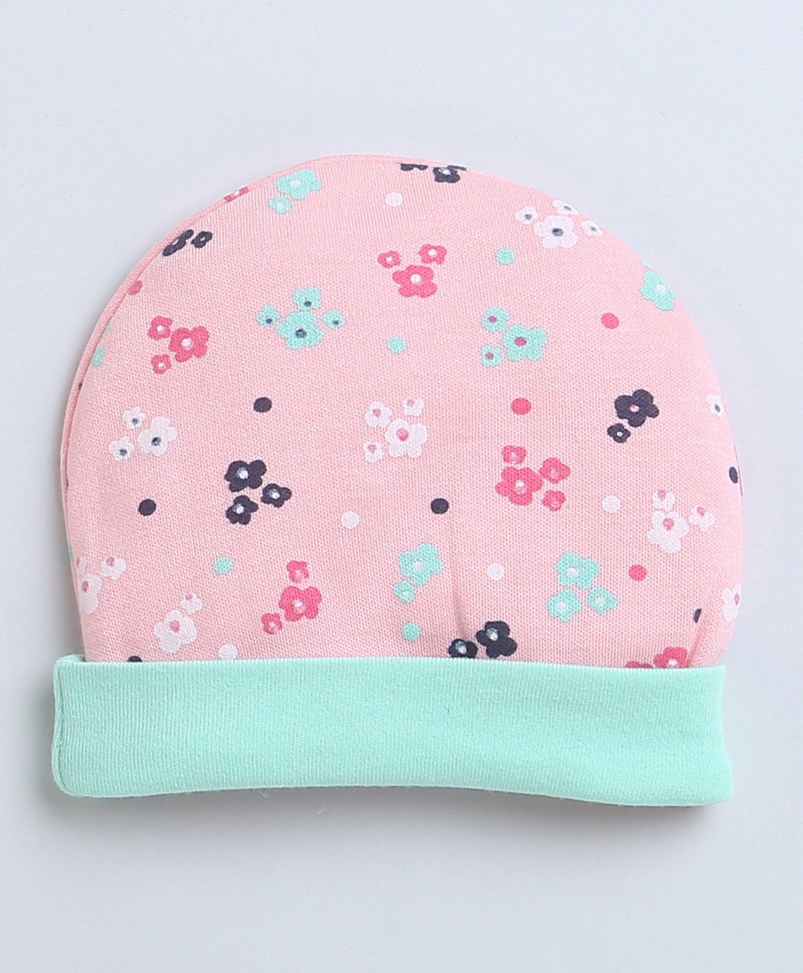 Girls 100% Cotton NA Cap - Mint Green & Peach