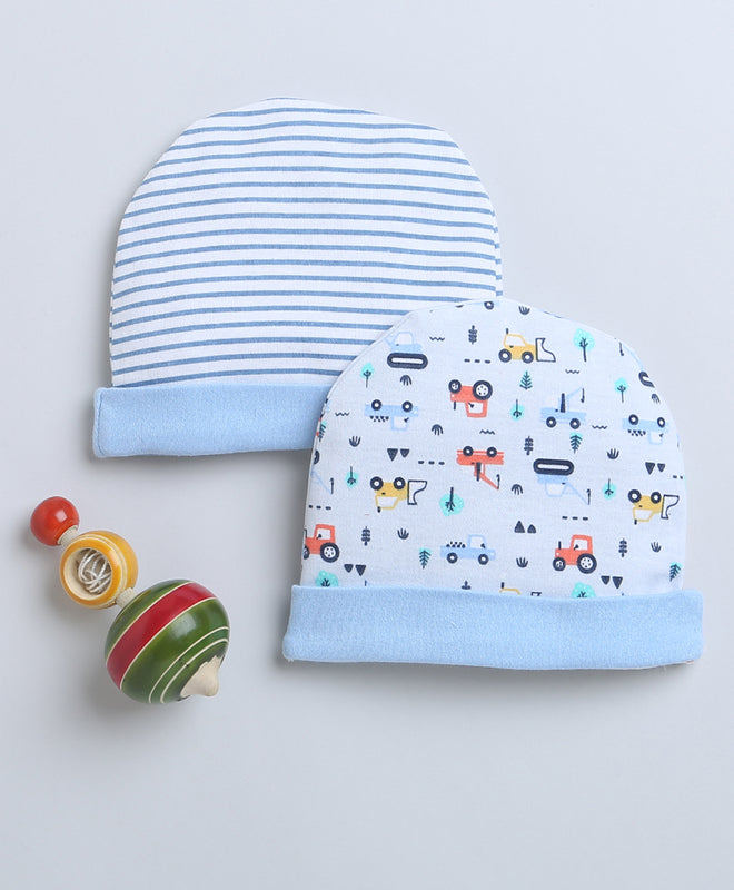 Boys 100% Cotton NA Cap - Sky Blue & White
