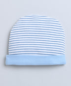 Bumzee Sky Blue & White Graphic Print Cap, Pack of 2, 100% Cotton