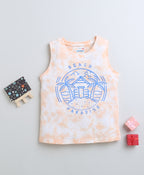 Bumzee Peach Tie & Dye T-Shirt, Sleeveless, 100% Cotton