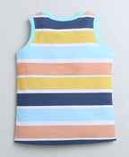 Bumzee Blue Striped T-Shirt, Sleeveless, 100% Cotton