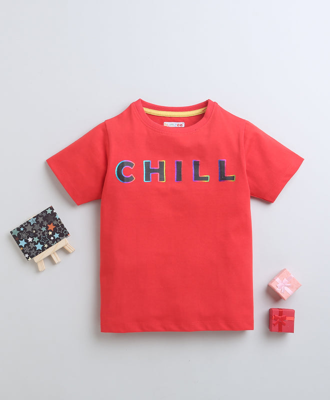 BUMZEE Red Boys Half Sleeves T-Shirt