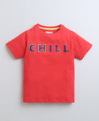 Bumzee Red Graphic Print T-Shirt, Half Sleeves, 100% Cotton