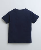 Bumzee Navy Graphic Print T-Shirt, Half Sleeves, 100% Cotton