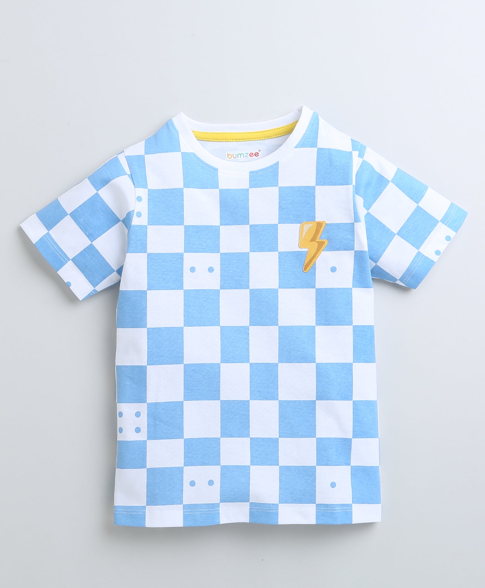 BUMZEE White & Blue Boys Half Sleeves T-Shirt