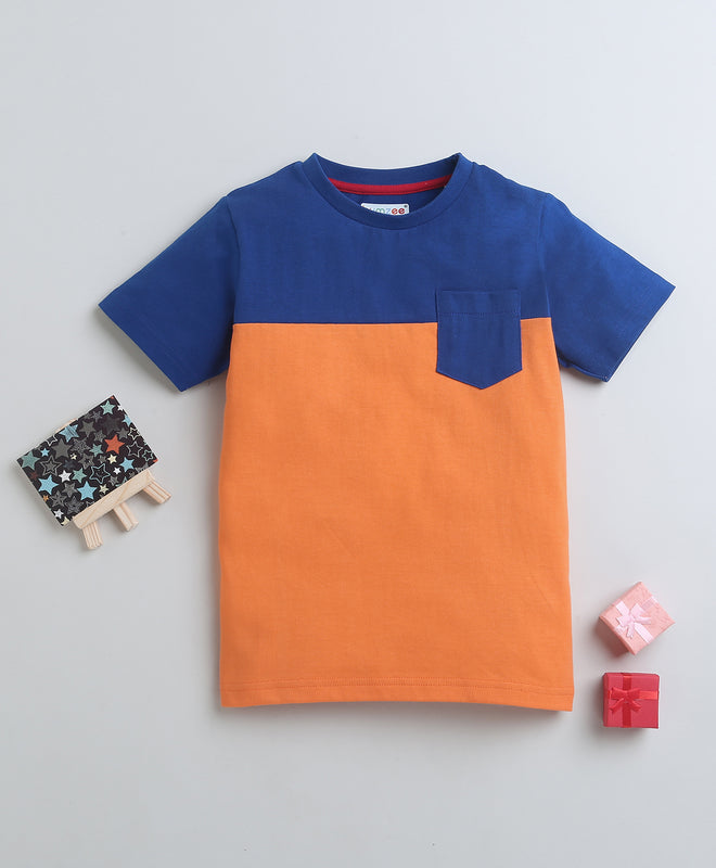 BUMZEE Orange Boys Half Sleeves T-Shirt