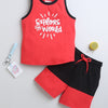 BUMZEE Red & Black Boys Sleeveless T-Shirt & Short Set