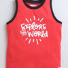 BUMZEE Red & Black Boys Sleeveless T-Shirt & Short Set