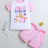 BUMZEE White & Pink Girls Half Sleeves T-Shirt & Short Set
