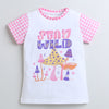 BUMZEE White & Pink Girls Half Sleeves T-Shirt & Short Set
