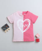 Bumzee Pink Colourblock T-Shirt, Half Sleeves, 100% Cotton (Style Peb9406)