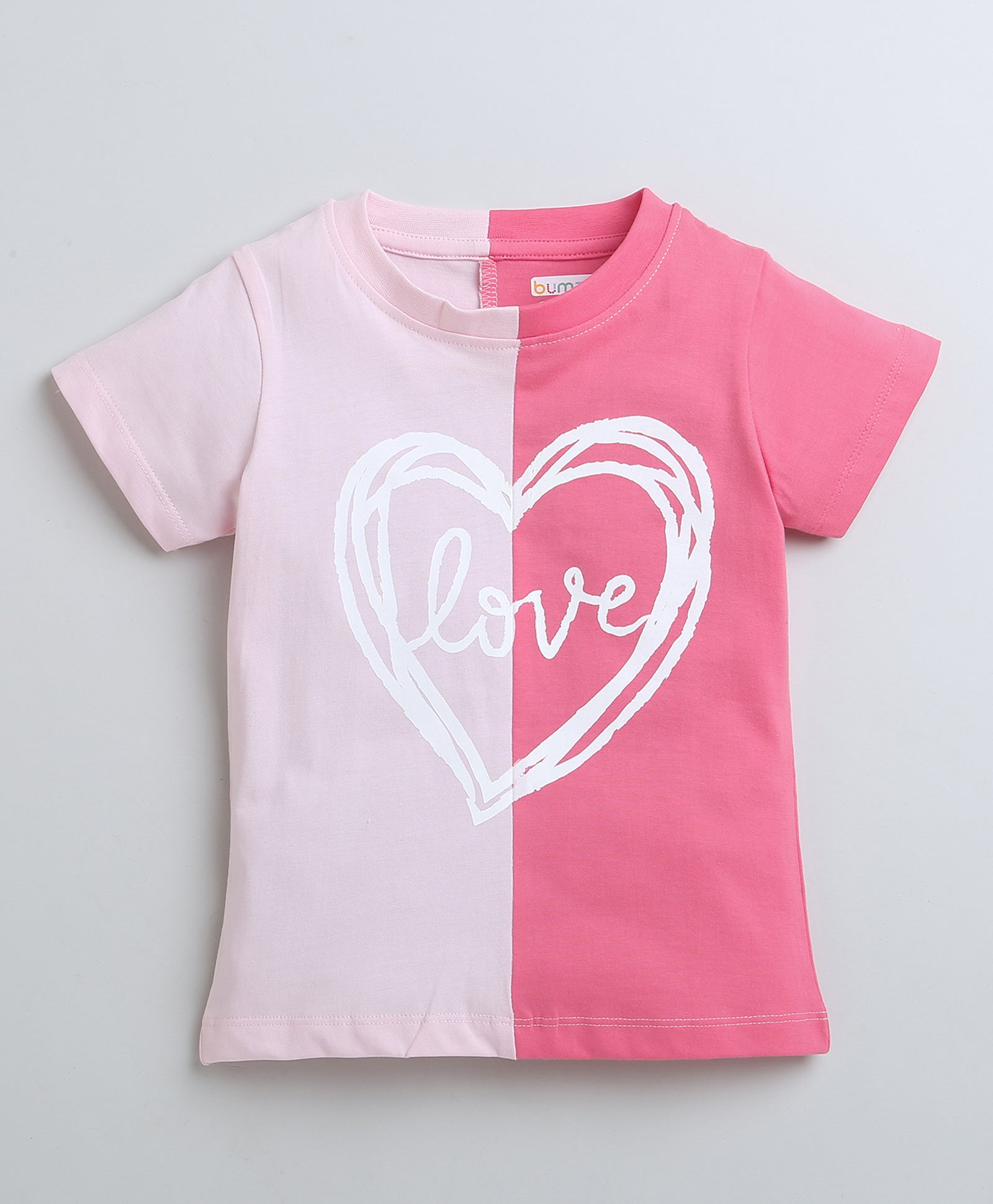 BUMZEE Pink Girls Half Sleeves T-Shirt