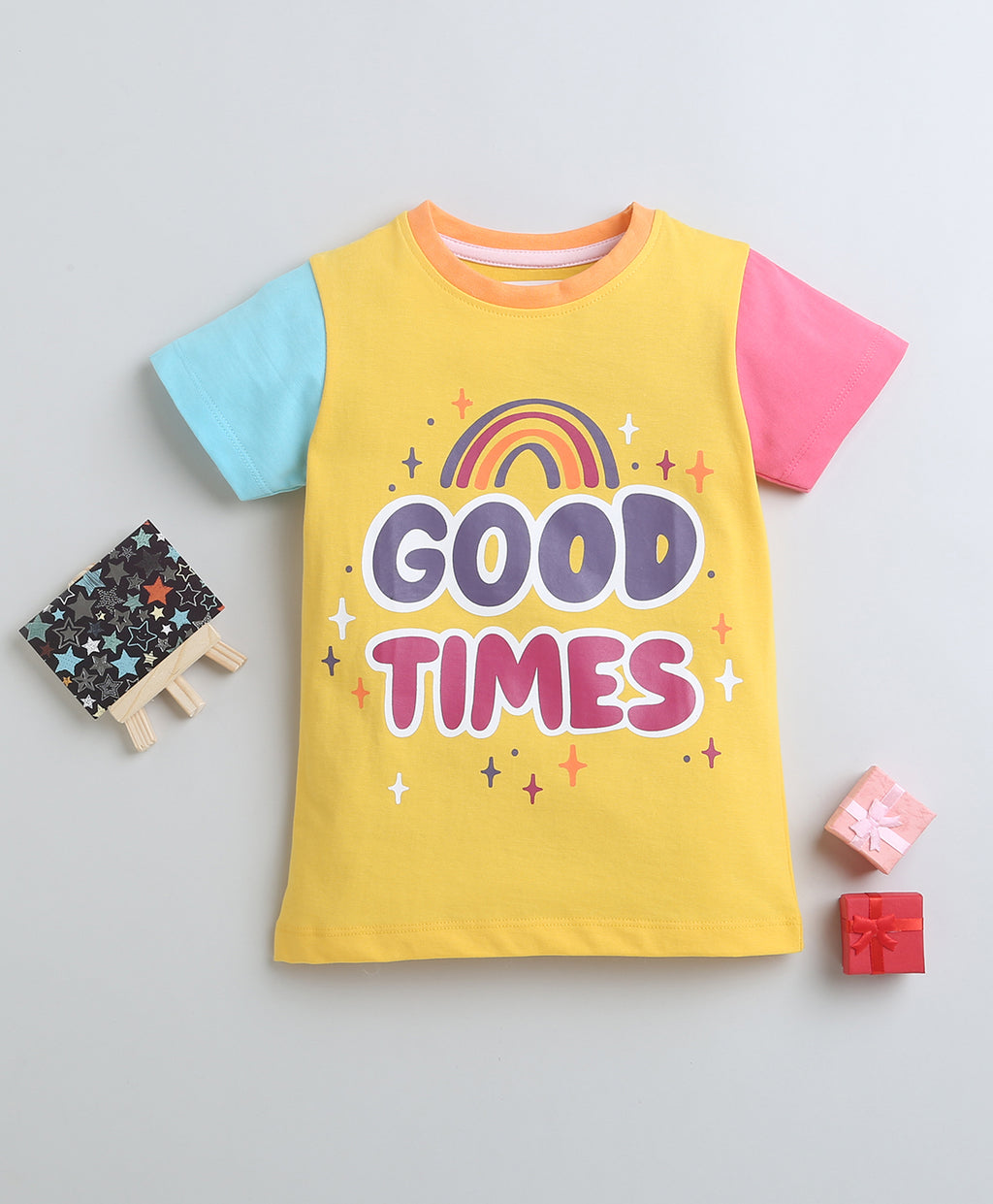 Bumzee Yellow Graphic Print T-Shirt, Half Sleeves, 100% Cotton