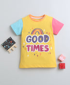 Bumzee Yellow Graphic Print T-Shirt, Half Sleeves, 100% Cotton