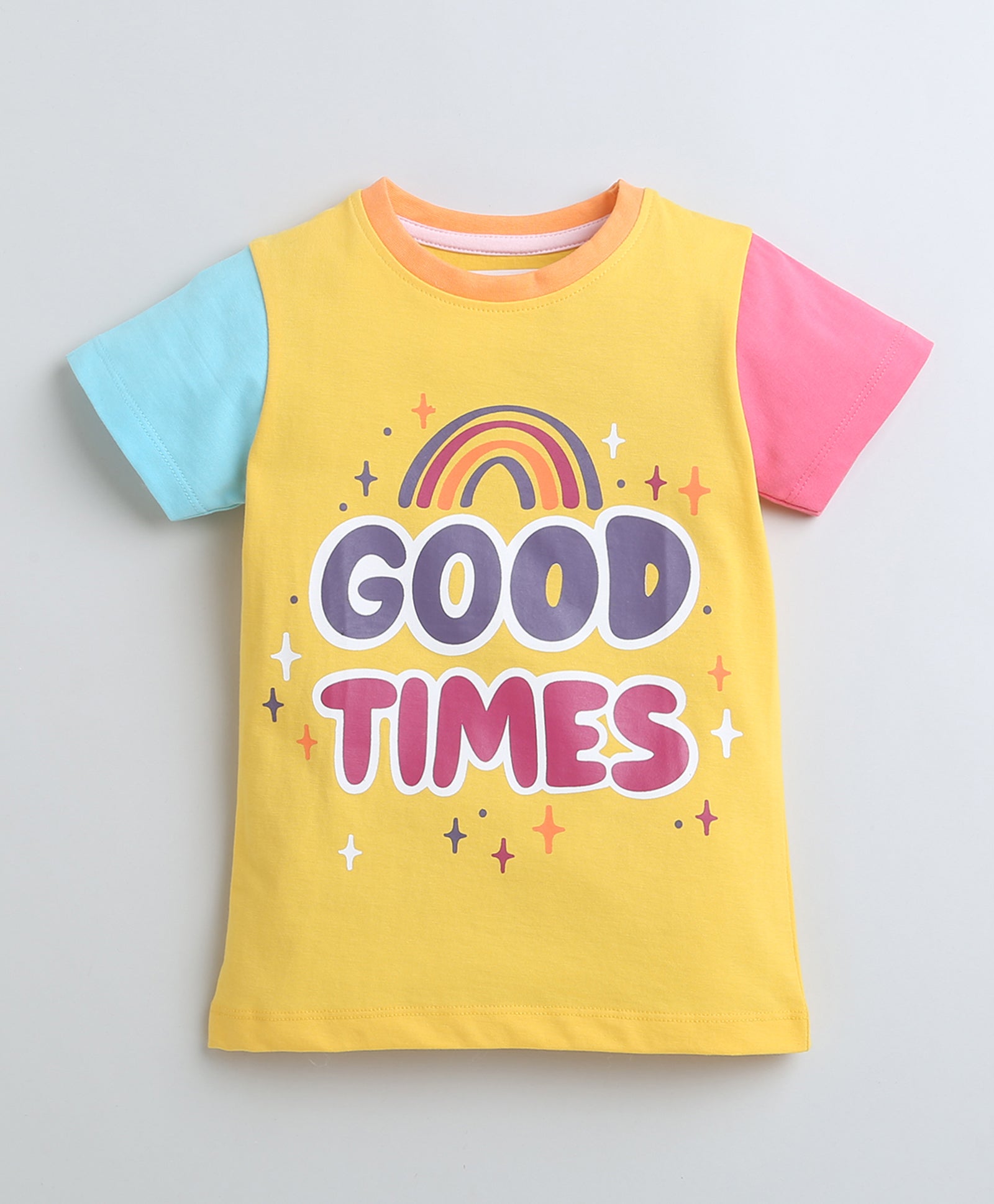 BUMZEE Yellow Girls Half Sleeves T-Shirt