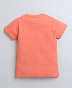 Bumzee Peach Floral Print T-Shirt, Half Sleeves, 100% Cotton (Style Peb9409)