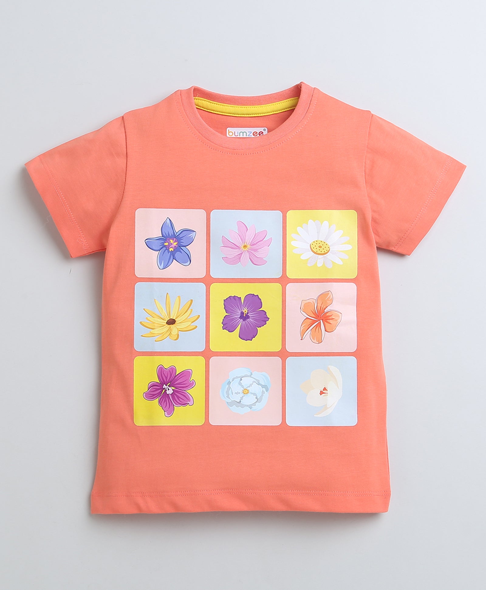 BUMZEE Peach Girls Half Sleeves T-Shirt