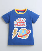 Bumzee Royal Blue Graphic Print T-Shirt, Half Sleeves, 100% Cotton