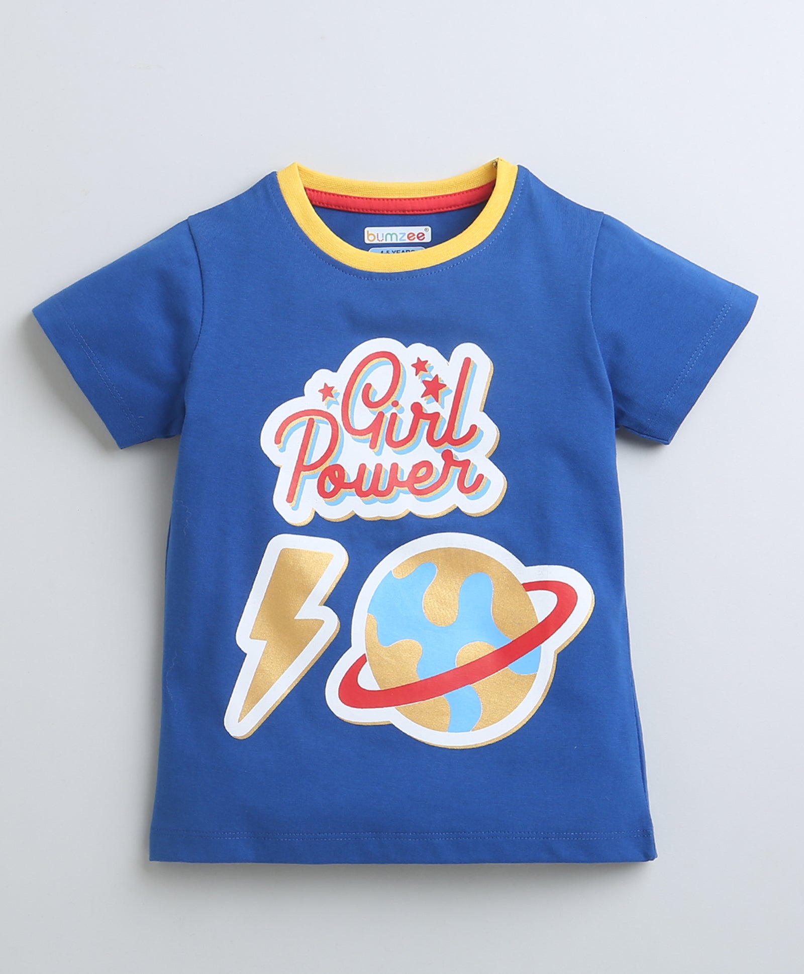 BUMZEE Royal Blue Girls Half Sleeves T-Shirt