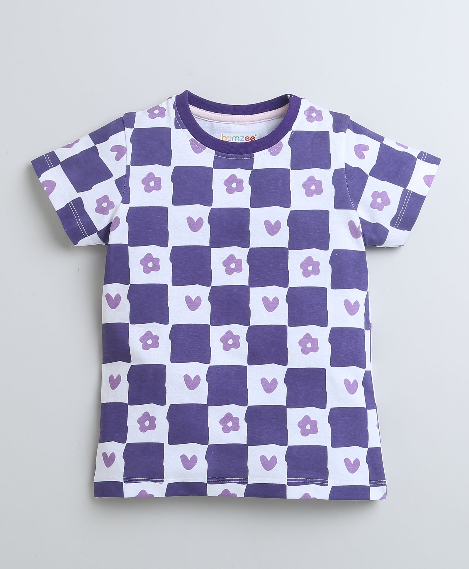 BUMZEE Purple Girls Half Sleeves T-Shirt