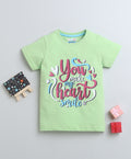 Bumzee Green Graphic Print T-Shirt, Half Sleeves, 100% Cotton