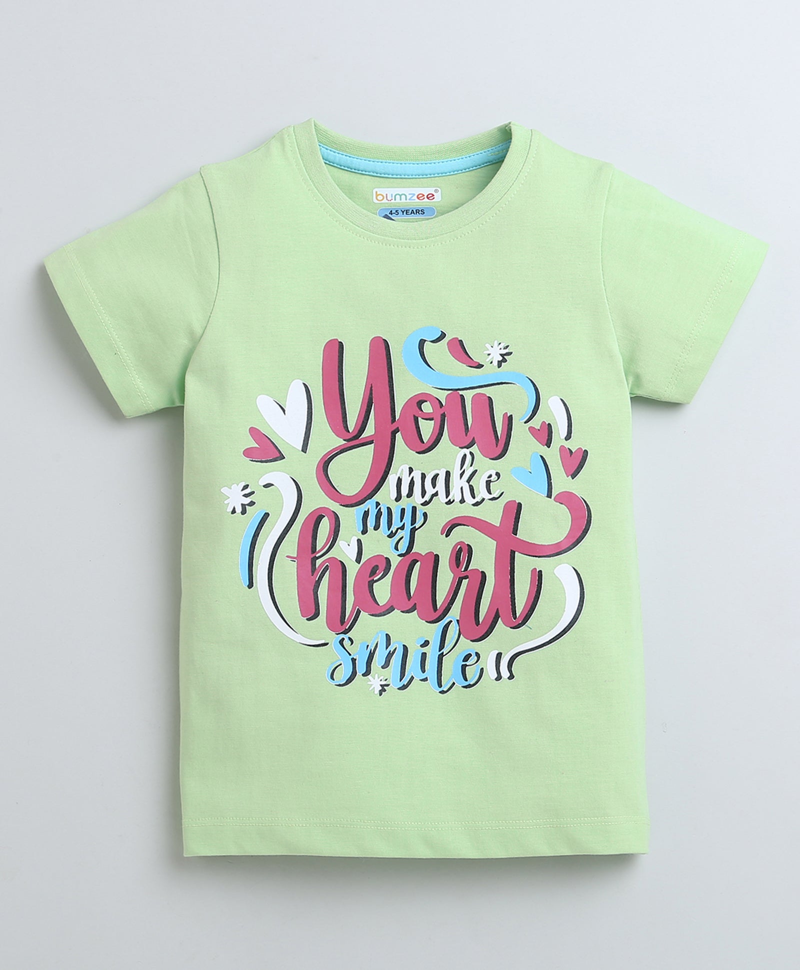 BUMZEE Green Girls Half Sleeves T-Shirt