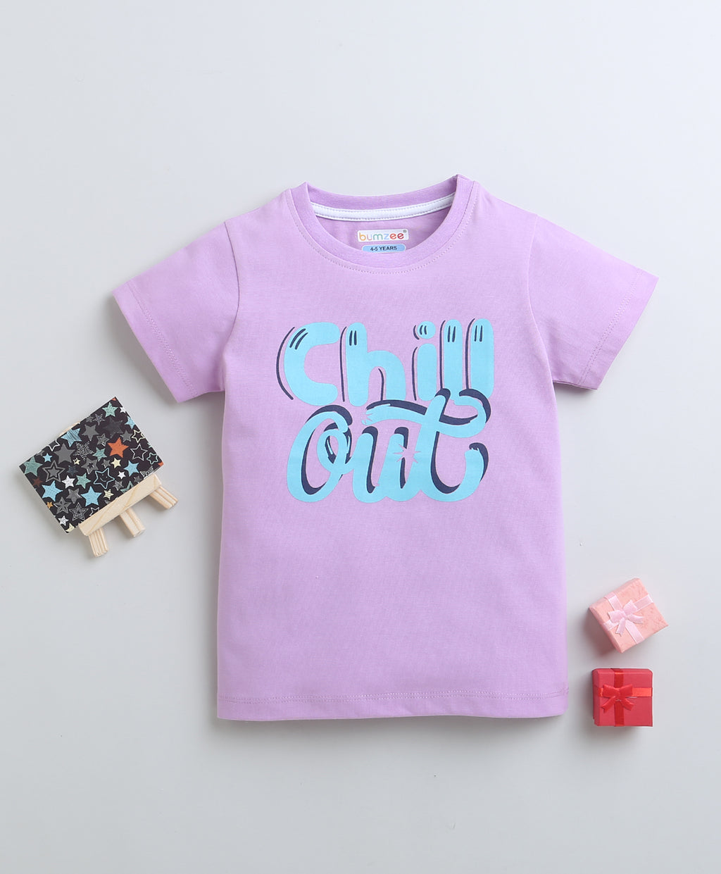 Bumzee Lavender Graphic Print T-Shirt, Half Sleeves, 100% Cotton