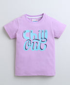 Bumzee Lavender Graphic Print T-Shirt, Half Sleeves, 100% Cotton